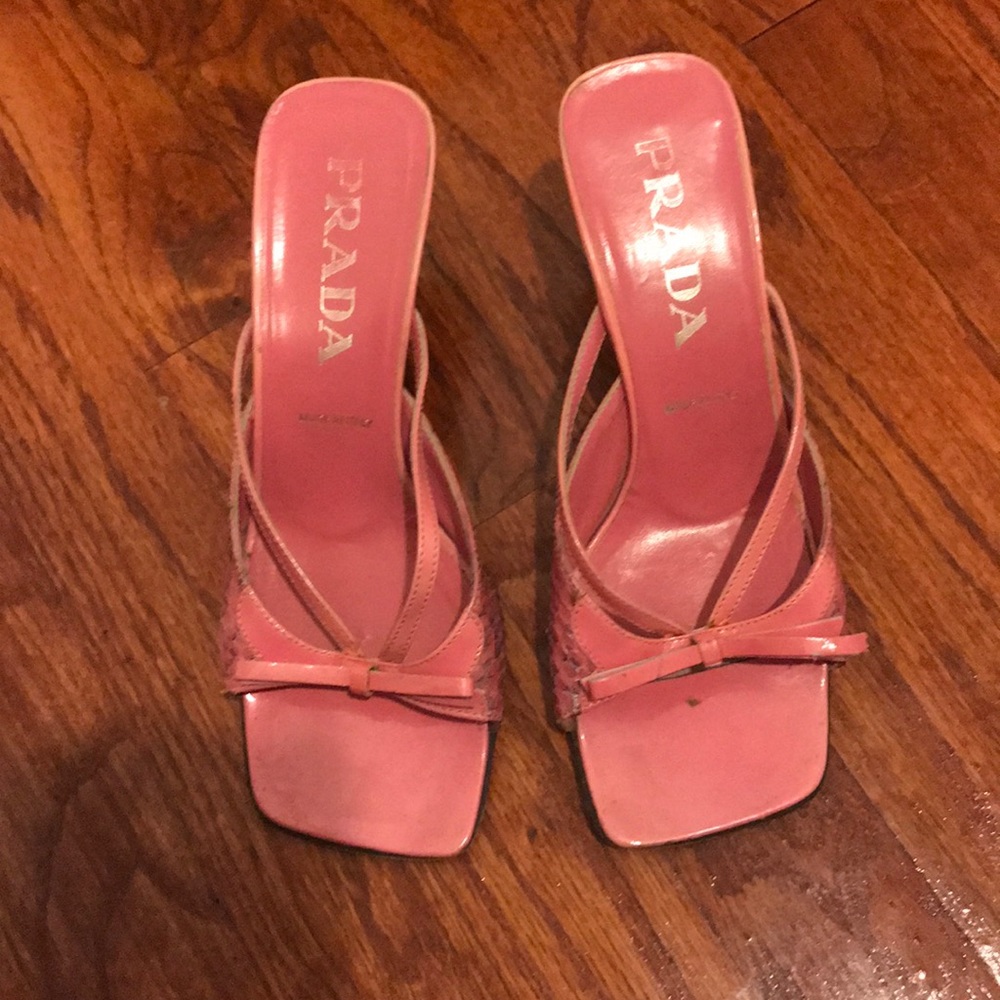 Pink Snakeskin Prada Sandals